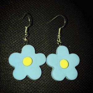 Pretty light blue and yellow flower earrings